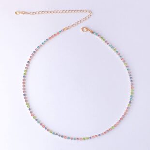 Choker riviera colorida banhado a ouro