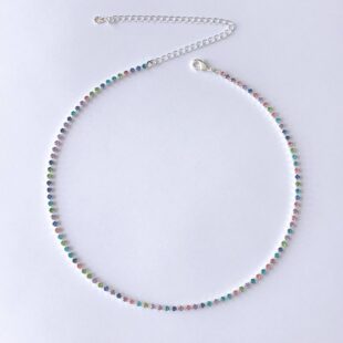 Choker riviera zirconia colorida banhada a prata